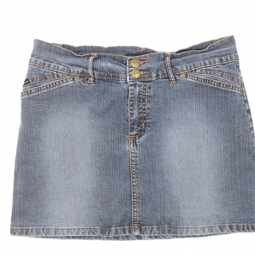 Foxhole Womens Blue Cotton Mini Skirt Size 10 Zip