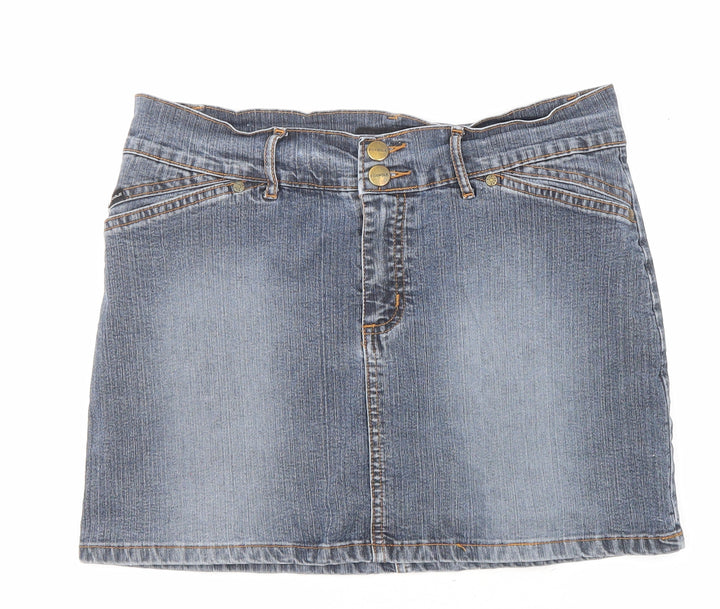 Foxhole Womens Blue Cotton Mini Skirt Size 10 Zip
