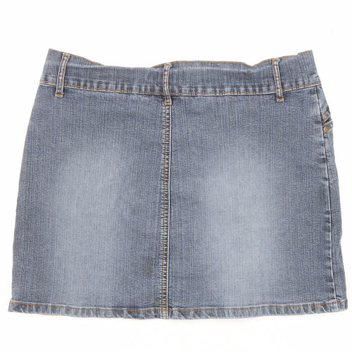 Foxhole Womens Blue Cotton Mini Skirt Size 10 Zip