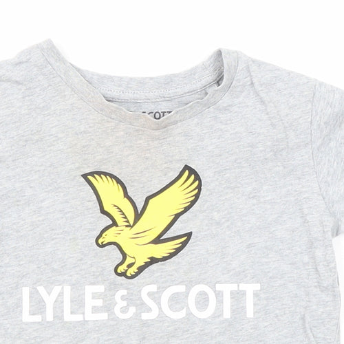 Lyle & Scott Boys Grey Cotton Basic T-Shirt Size 2 Years Round Neck Pullover