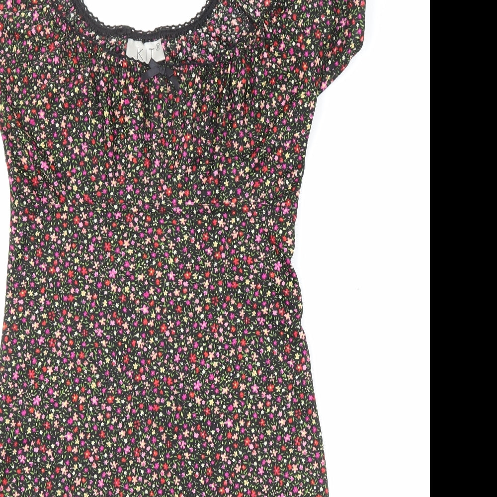 Kit Womens Multicoloured Floral Polyester A-Line Size 10 Off the Shoulder Pullover