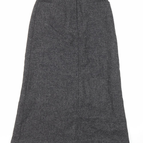 Laura Ashley Womens Grey Wool A-Line Skirt Size 10 Zip