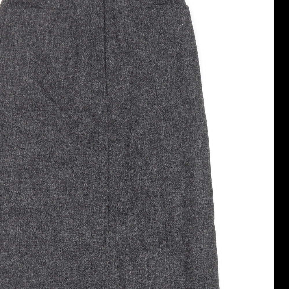 Laura Ashley Womens Grey Wool A-Line Skirt Size 10 Zip