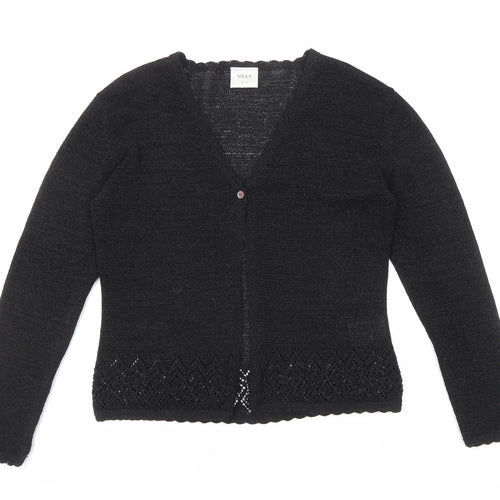 NEXT Womens Black V-Neck Polyester Cardigan Jumper Size 10