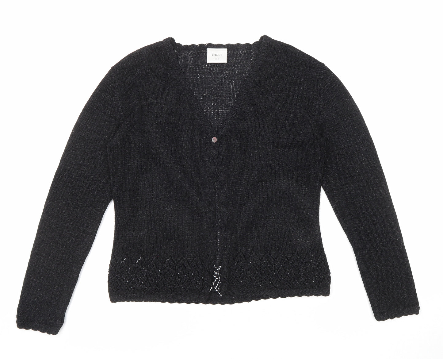 NEXT Womens Black V-Neck Polyester Cardigan Jumper Size 10