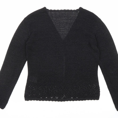 NEXT Womens Black V-Neck Polyester Cardigan Jumper Size 10