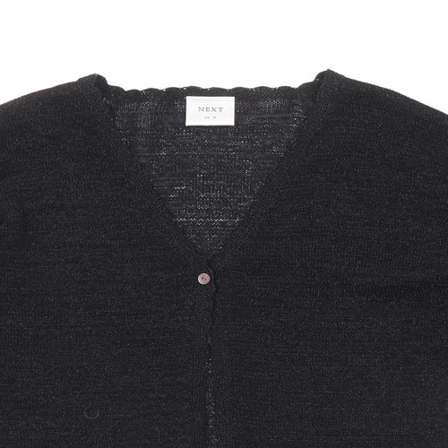 NEXT Womens Black V-Neck Polyester Cardigan Jumper Size 10