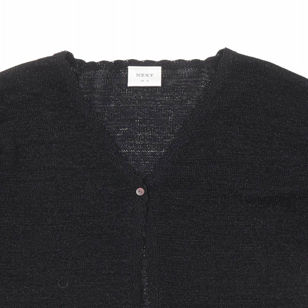 NEXT Womens Black V-Neck Polyester Cardigan Jumper Size 10