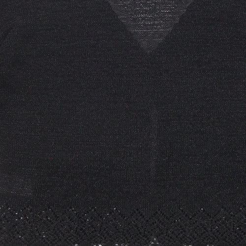 NEXT Womens Black V-Neck Polyester Cardigan Jumper Size 10