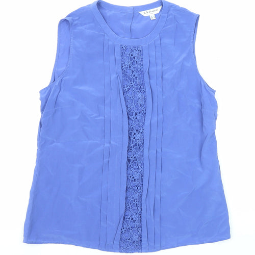 L.K. Bennett Womens Blue Silk Basic Tank Size 12 Round Neck