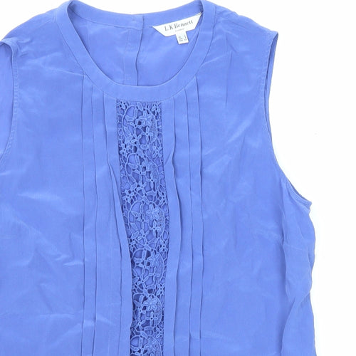 L.K. Bennett Womens Blue Silk Basic Tank Size 12 Round Neck