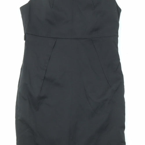 River Island Womens Black Polyester Shift Size 10 Round Neck Zip
