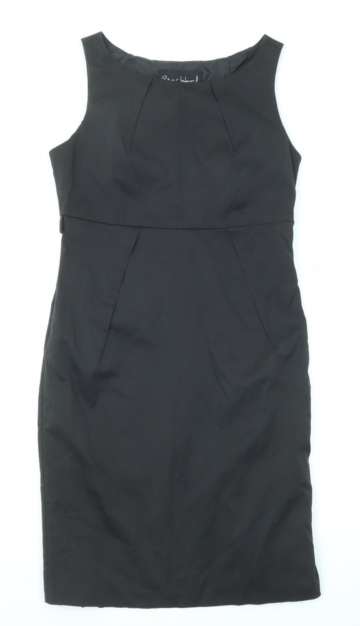 River Island Womens Black Polyester Shift Size 10 Round Neck Zip