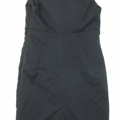 River Island Womens Black Polyester Shift Size 10 Round Neck Zip