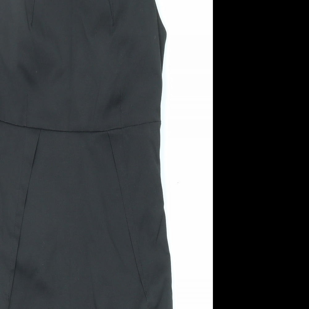 River Island Womens Black Polyester Shift Size 10 Round Neck Zip