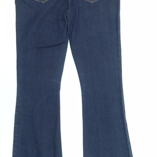 Marks and Spencer Womens Blue Cotton Flared Jeans Size 10 L30 in Regular Zip