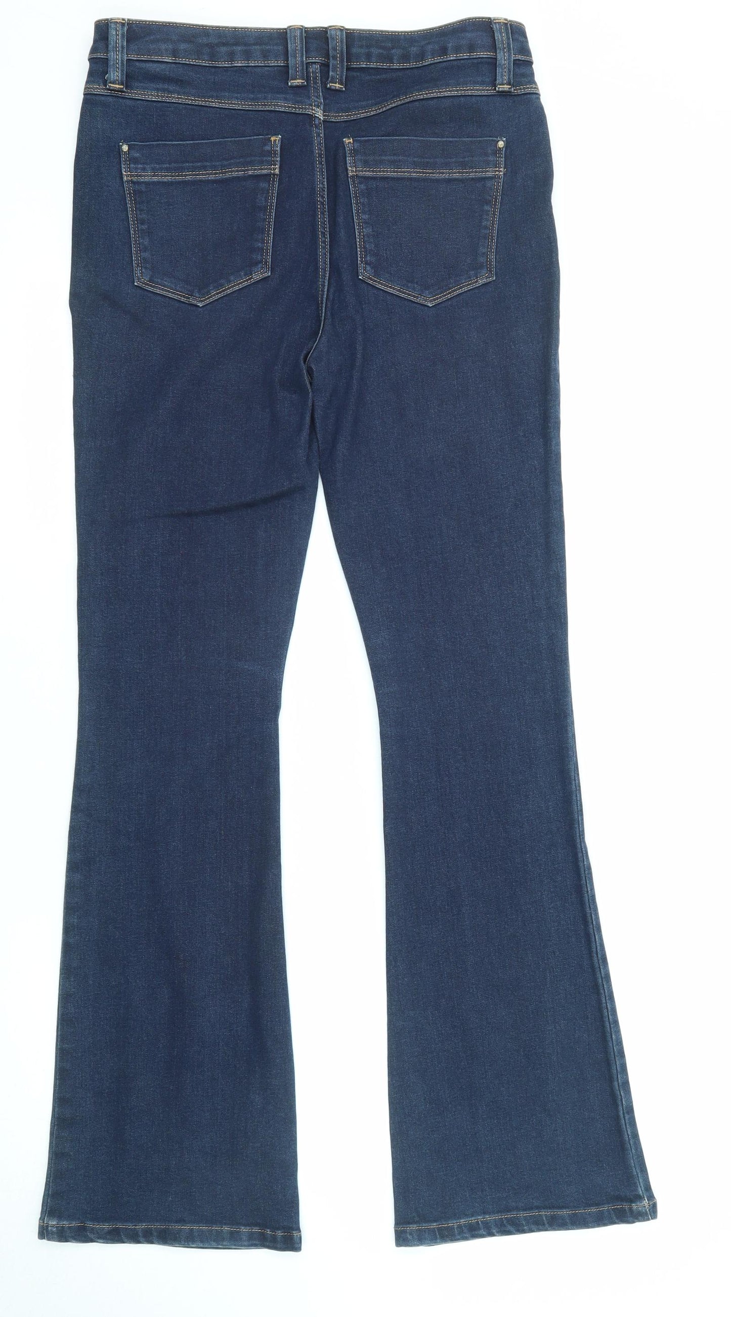 Marks and Spencer Womens Blue Cotton Flared Jeans Size 10 L30 in Regular Zip