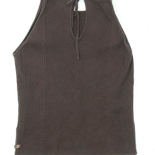 NEXT Womens Brown Cotton Basic Tank Size 14 Round Neck