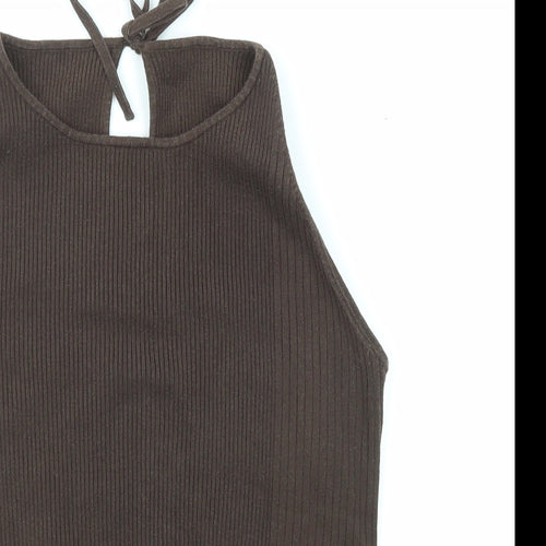 NEXT Womens Brown Cotton Basic Tank Size 14 Round Neck