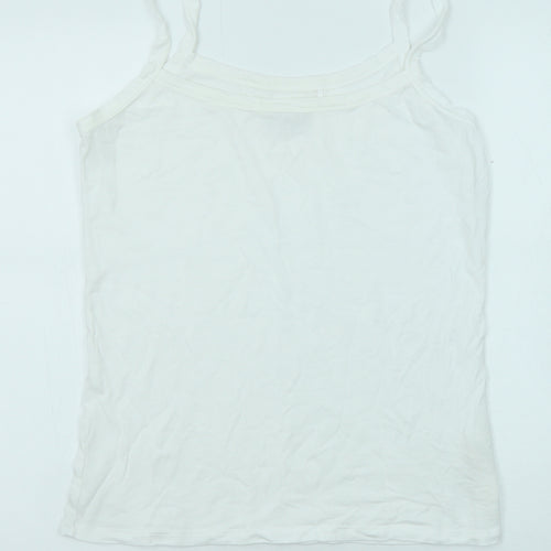 Fat Face Womens White Cotton Basic Tank Size 12 Round Neck