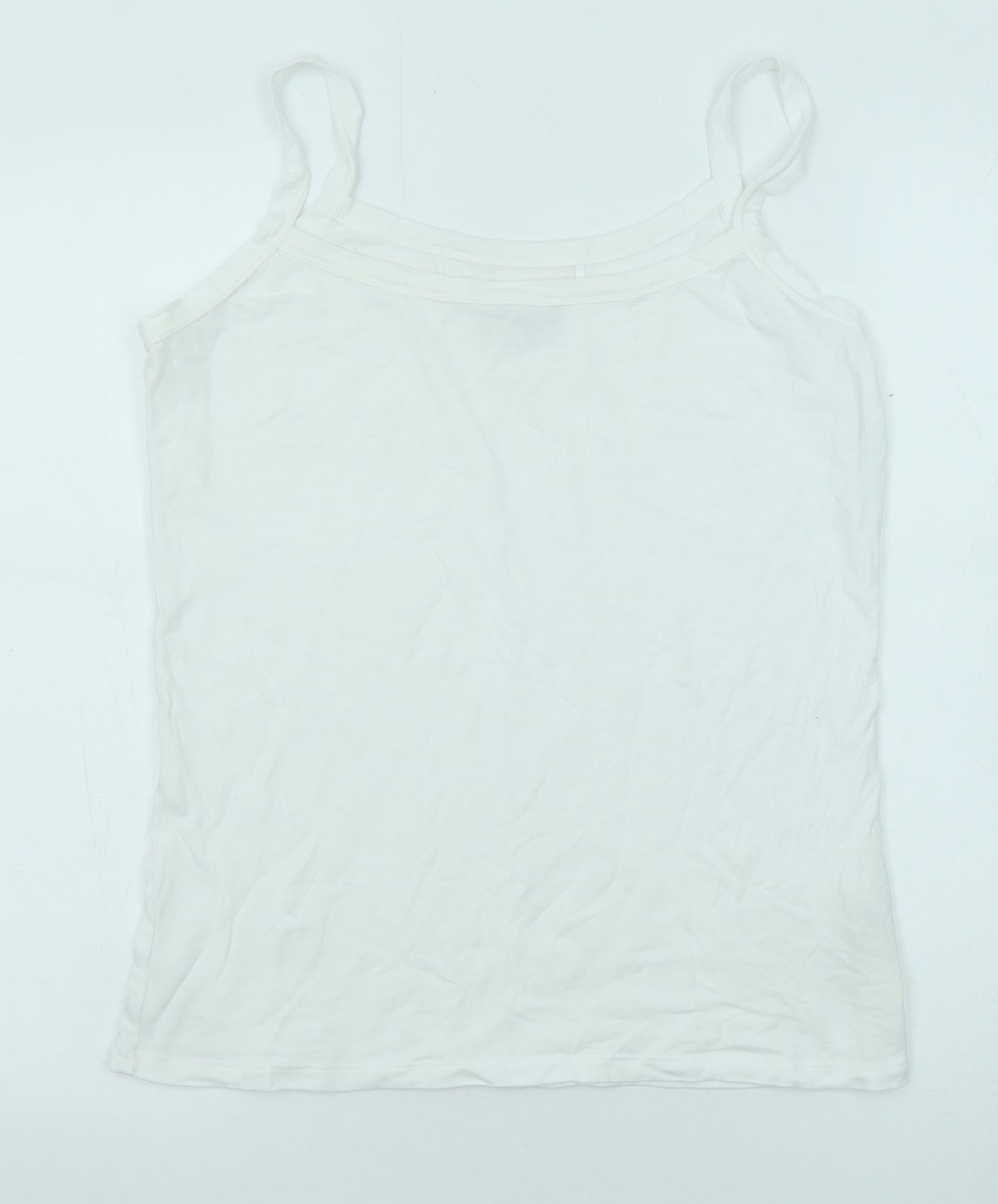 Fat Face Womens White Cotton Basic Tank Size 12 Round Neck
