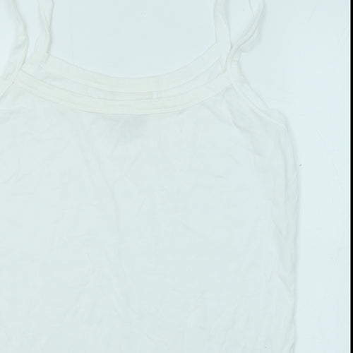 Fat Face Womens White Cotton Basic Tank Size 12 Round Neck