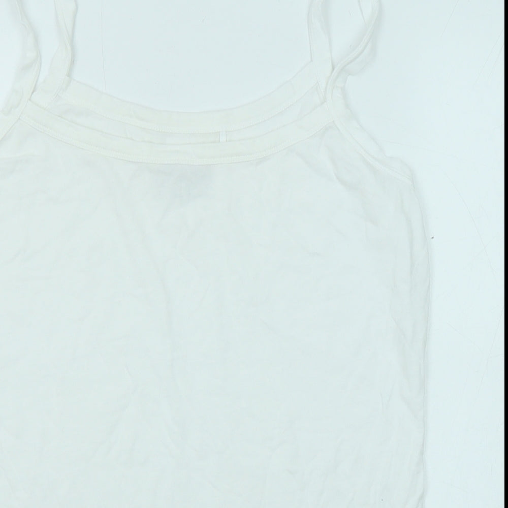 Fat Face Womens White Cotton Basic Tank Size 12 Round Neck