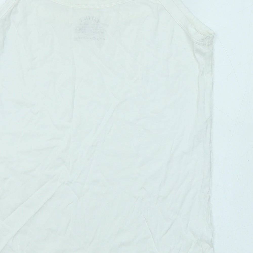 Fat Face Womens White Cotton Basic Tank Size 12 Round Neck
