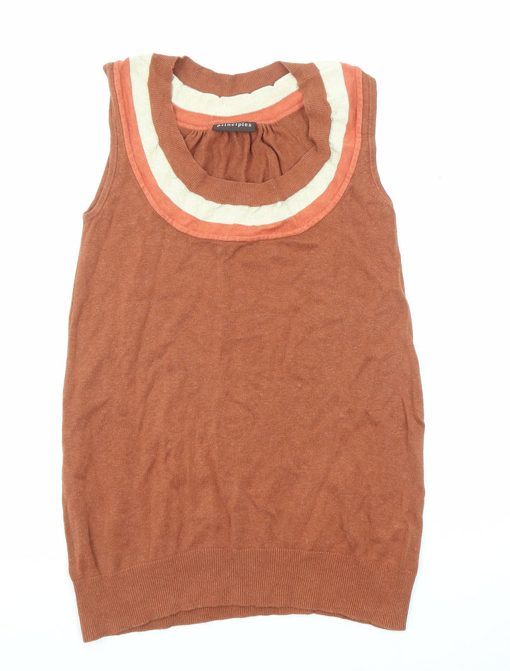 Principles Womens Brown Round Neck Viscose Pullover Jumper Size 12