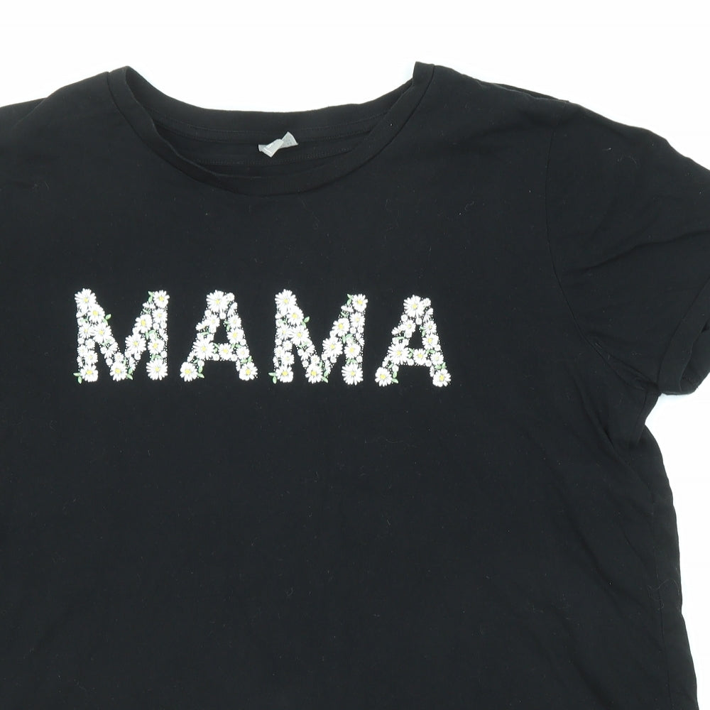 ASOS Womens Black Cotton Basic T-Shirt Size 16 Round Neck - Mama