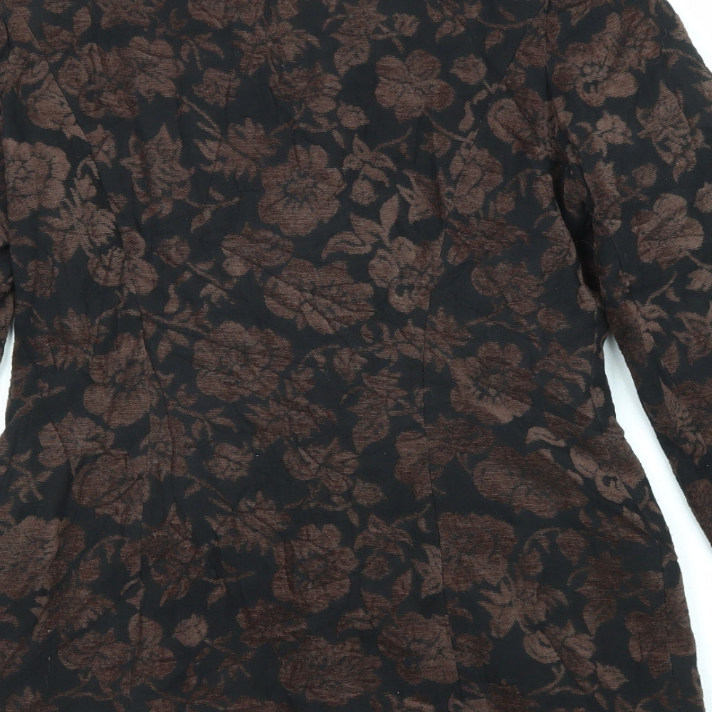 Alexon Womens Black Floral Jacket Size 12 Button