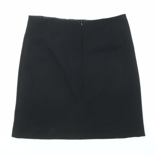 Marks and Spencer Womens Black Polyester A-Line Skirt Size 8 Zip