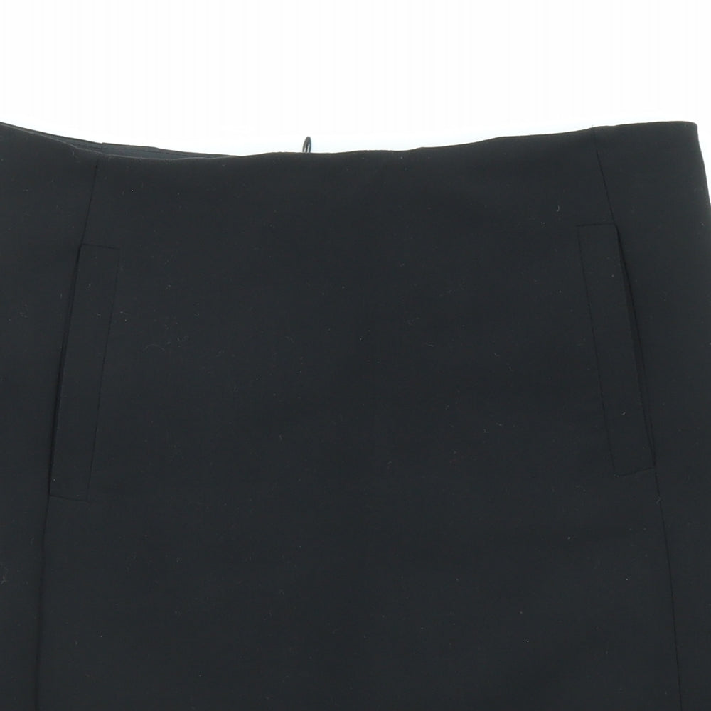 Marks and Spencer Womens Black Polyester A-Line Skirt Size 8 Zip