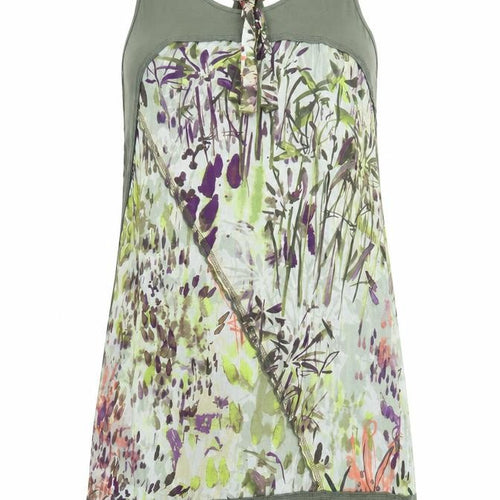 Mado et les Autres Womens Green Geometric Cotton Basic Tank Size 10 Round Neck - Long Line
