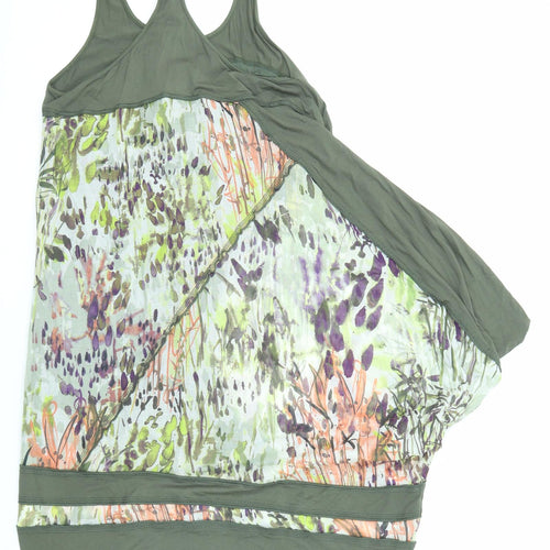 Mado et les Autres Womens Green Geometric Cotton Basic Tank Size 10 Round Neck - Long Line
