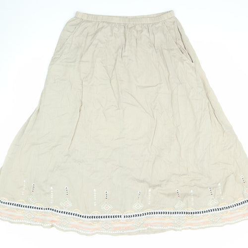 Joanna Hope Womens Beige Cotton A-Line Skirt Size 14