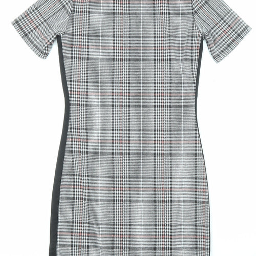 Divided by H&M Womens Grey Plaid Polyester Pencil Dress Size 12 Round Neck Pullover