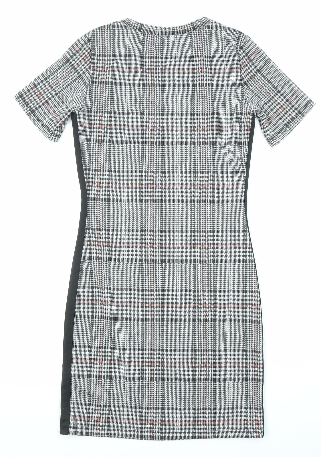 Divided by H&M Womens Grey Plaid Polyester Pencil Dress Size 12 Round Neck Pullover