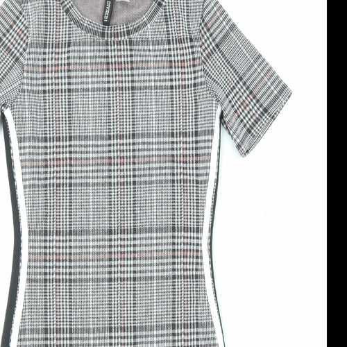 Divided by H&M Womens Grey Plaid Polyester Pencil Dress Size 12 Round Neck Pullover