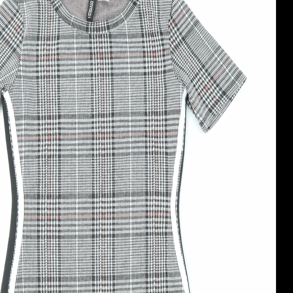 Divided by H&M Womens Grey Plaid Polyester Pencil Dress Size 12 Round Neck Pullover