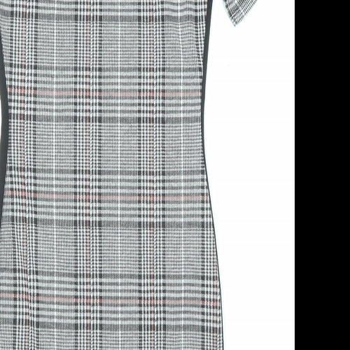 Divided by H&M Womens Grey Plaid Polyester Pencil Dress Size 12 Round Neck Pullover