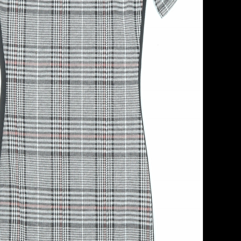 Divided by H&M Womens Grey Plaid Polyester Pencil Dress Size 12 Round Neck Pullover