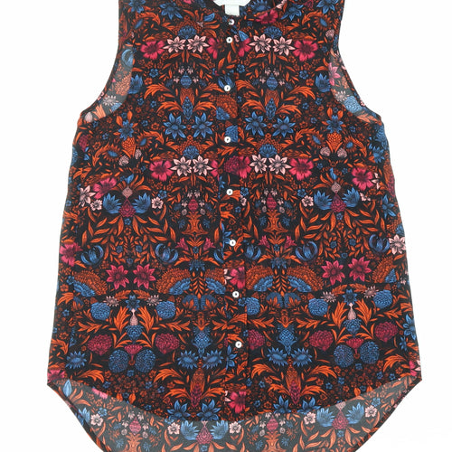 H&M Womens Multicoloured Geometric Polyester Basic Tank Size 6 Collared
