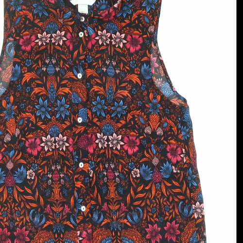 H&M Womens Multicoloured Geometric Polyester Basic Tank Size 6 Collared