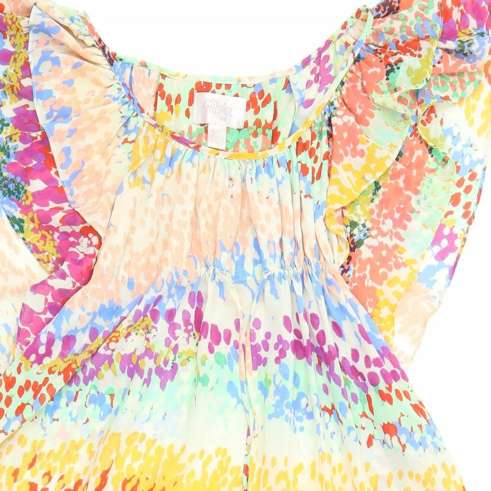 H&M Womens Multicoloured Geometric Polyester A-Line Size 6 Boat Neck Pullover - Butterfly Sleeves