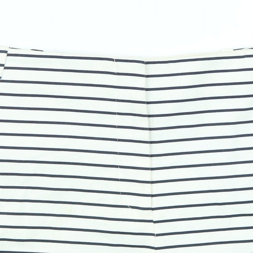 Zara Womens Ivory Striped Cotton Sailor Shorts Size M L3 in Regular Zip