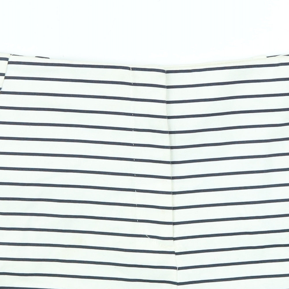Zara Womens Ivory Striped Cotton Sailor Shorts Size M L3 in Regular Zip