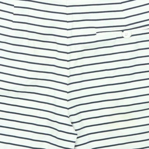 Zara Womens Ivory Striped Cotton Sailor Shorts Size M L3 in Regular Zip