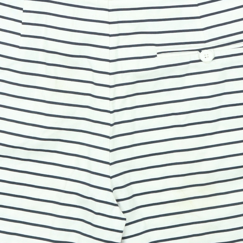Zara Womens Ivory Striped Cotton Sailor Shorts Size M L3 in Regular Zip