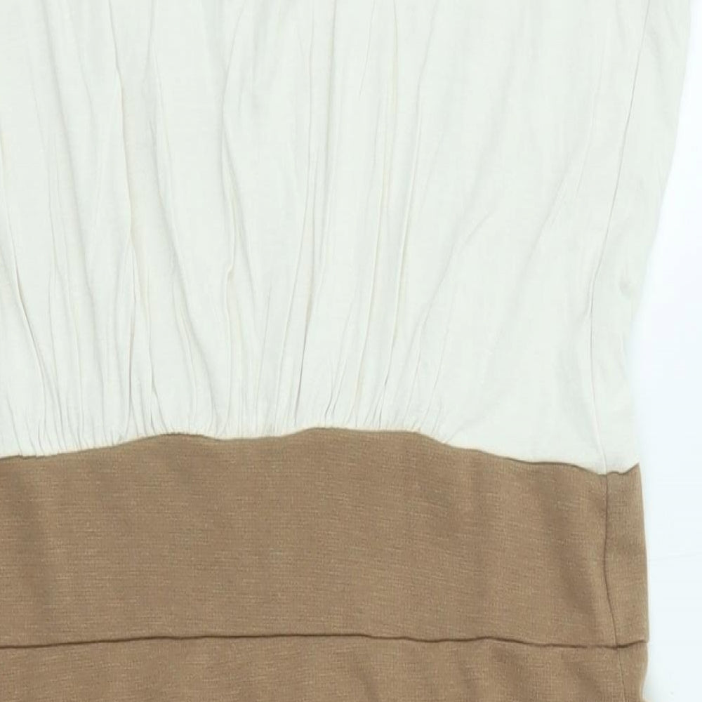 Select Womens Brown Colourblock Viscose Mini Size 14 Boat Neck Pullover